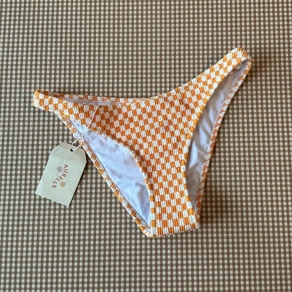 Aurelle Sunshine Classic swim bottoms. Check orange/white. Women’s Small. NWT - Picture 3 of 8